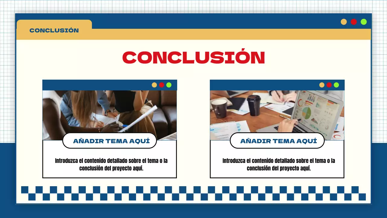 azul amarillo moderno llamativo proyecto de grupo material de clase