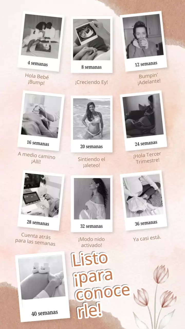 Collage de fotos Polaroid beige de embarazo sencillo