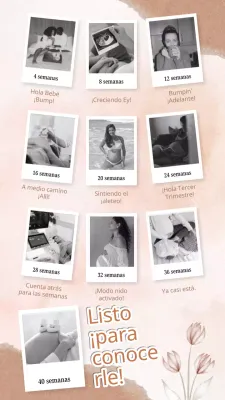 Collage de fotos Polaroid beige de embarazo sencillo