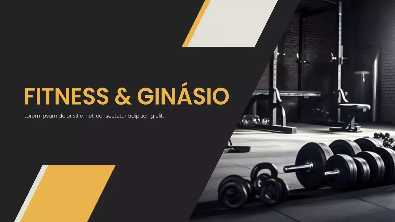 Amarelo Preto minimalista negrito Apresentação da empresa de fitness e ginásio
