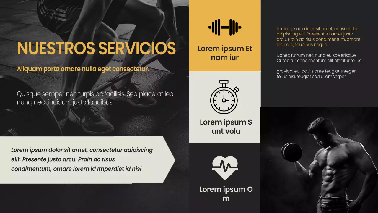 Yellow Black minimal bold Presentación de la empresa Fitness and Gym