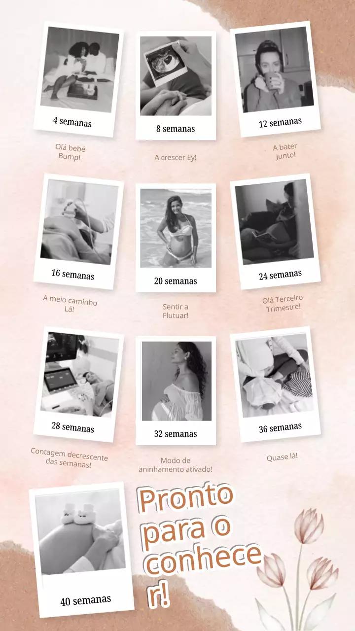 Colagem de fotografias Polaroid de gravidez simples bege