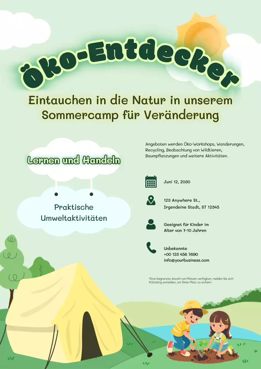 Green Simple Sommercamp Ankündigungsflyer