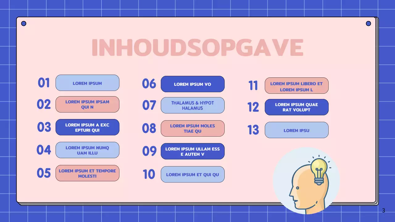 Roze en hemelsblauw eenvoudig studiemateriaal voor de anatomie van de hersenen