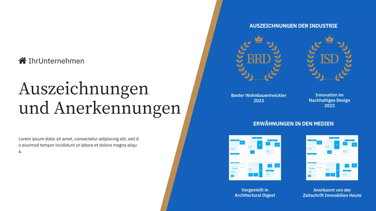Blue and Yellow Elegant Company's Einführung Immobilienmarke