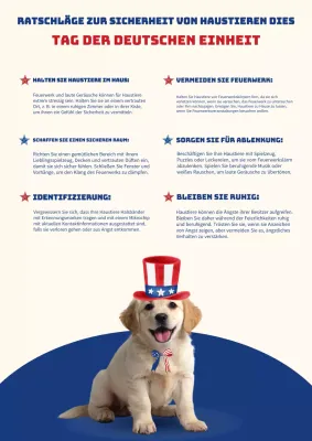 Rotes und blaues Infografik-Poster zur Sicherheit von Haustieren