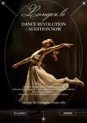 Promotion de l'audition pour la danse moderne et élégante