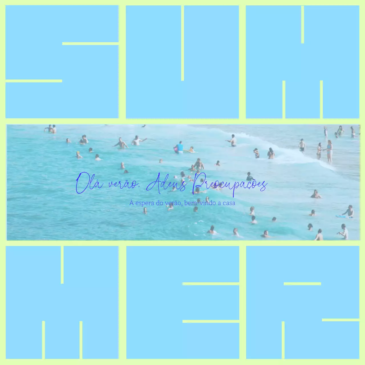 Post de viagem de verão moderno em chartreuse e azul claro