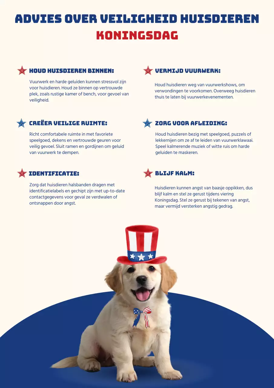 Rood en Blauw Eenvoudige en Schone Infographic Poster voor Huisdierveiligheid