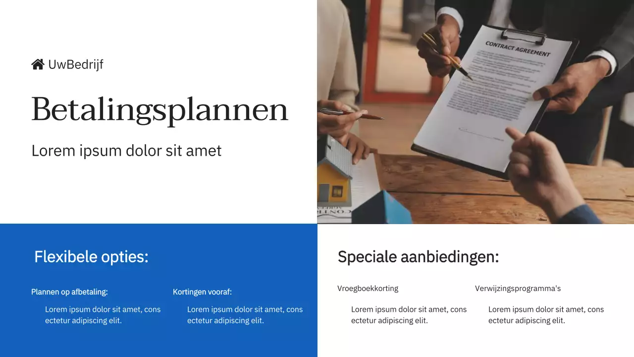 Blauw en Geel Elegant Bedrijf Introductie Vastgoedmerk