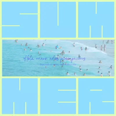 Moderno puesto de viaje veraniego en chartreuse y azul claro