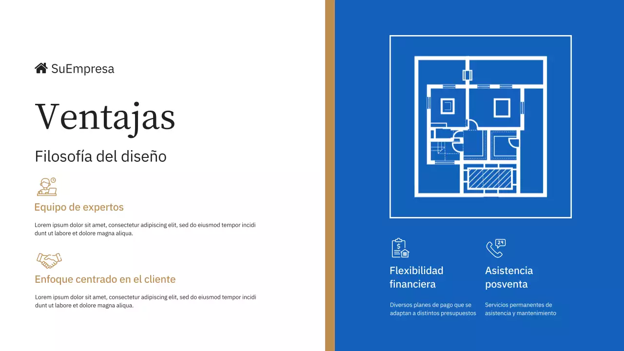 Azul y amarillo Elegante presentación de la empresa Marca Inmobiliaria