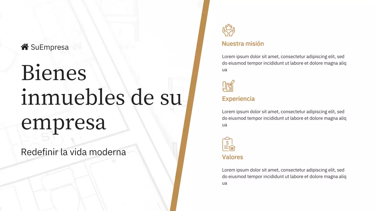 Azul y amarillo Elegante presentación de la empresa Marca Inmobiliaria