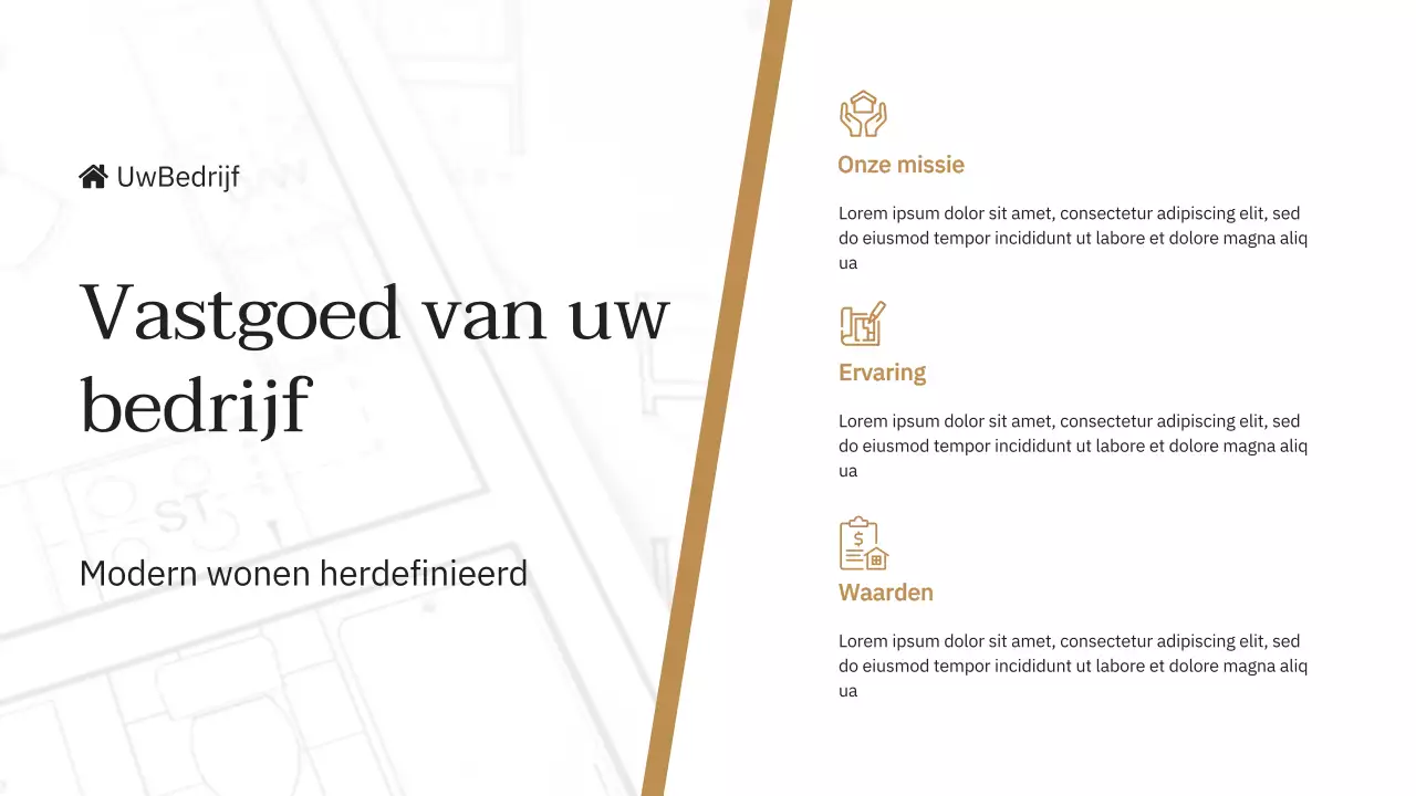 Blauw en Geel Elegant Bedrijf Introductie Vastgoedmerk