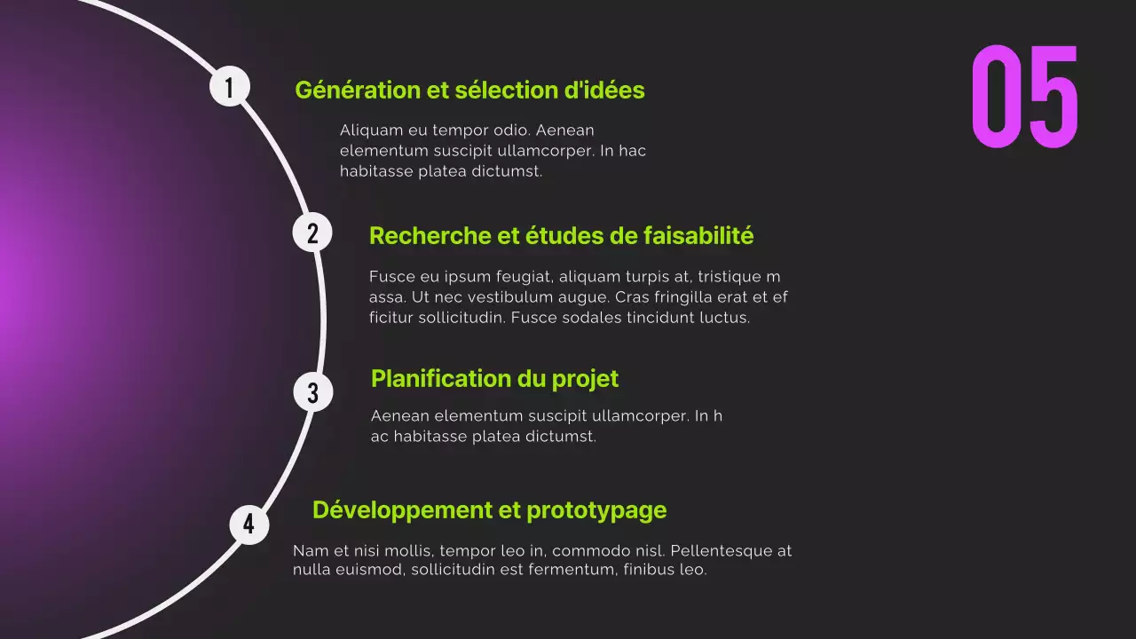 Rapport d'orientation moderne noir néon