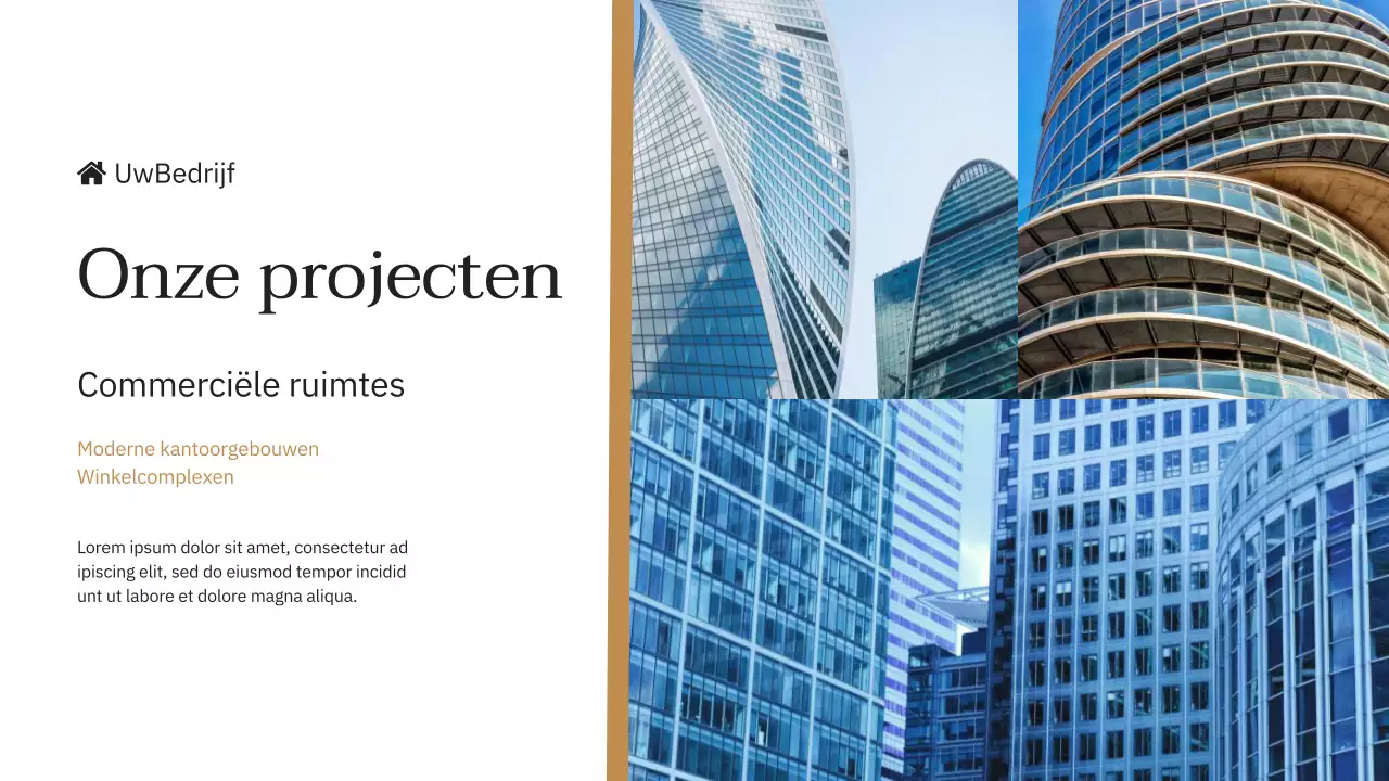 Blauw en Geel Elegant Bedrijf Introductie Vastgoedmerk