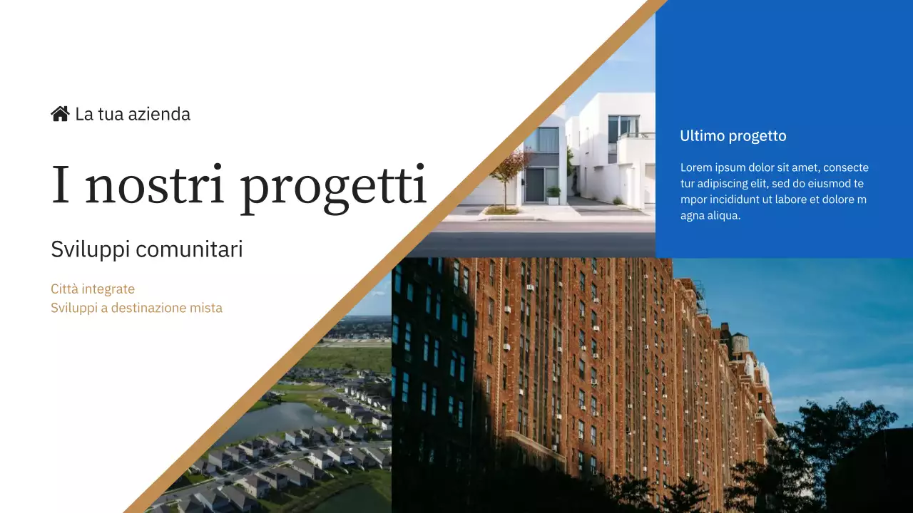 Blu e giallo Introduzione elegante del marchio immobiliare della società