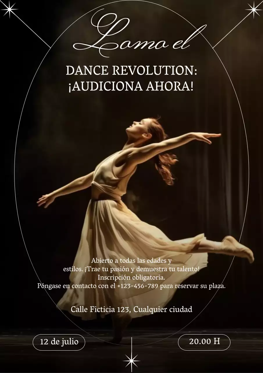 Promoción de audiciones de danza moderna y elegante