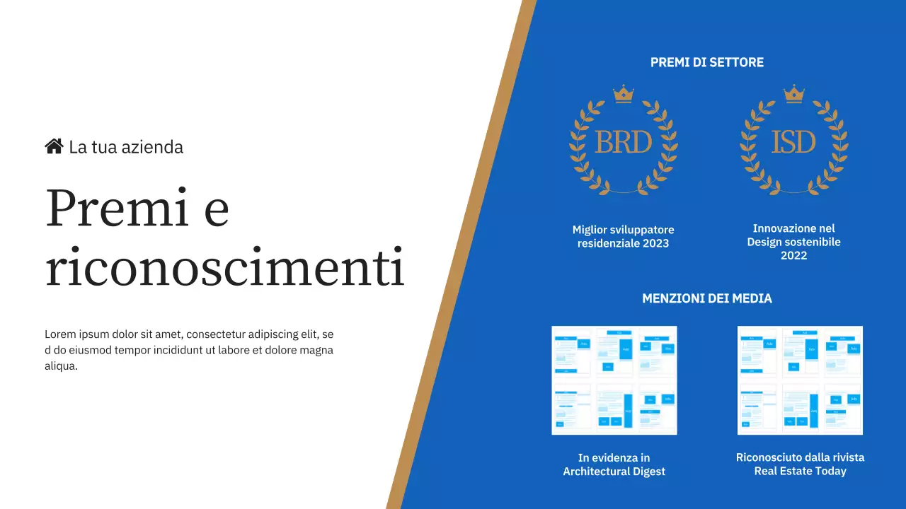 Blu e giallo Introduzione elegante del marchio immobiliare della società