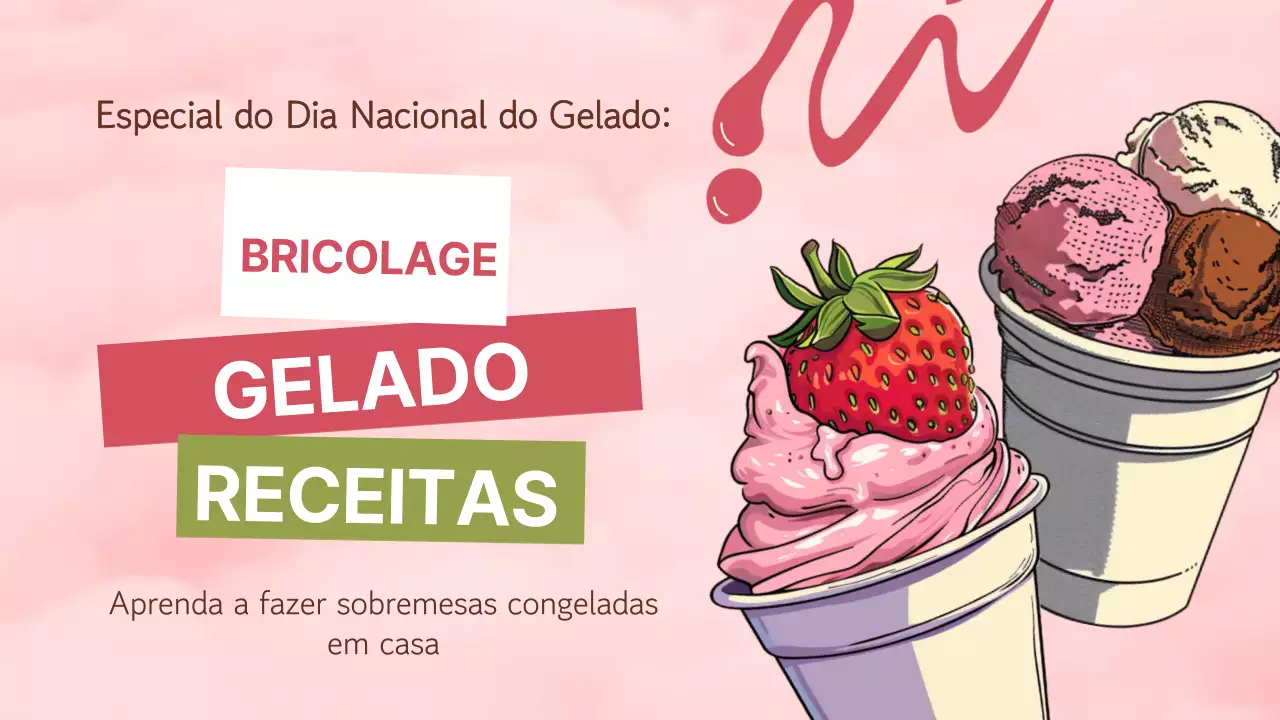 Receita de gelado simples cor-de-rosa