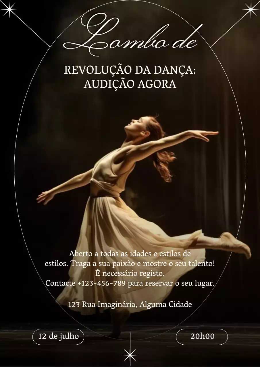 Promoção de audição de dança moderna e elegante