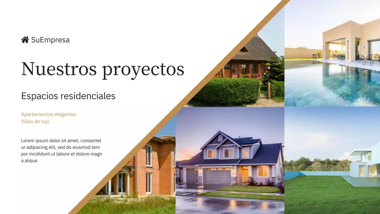 Azul y amarillo Elegante presentación de la empresa Marca Inmobiliaria