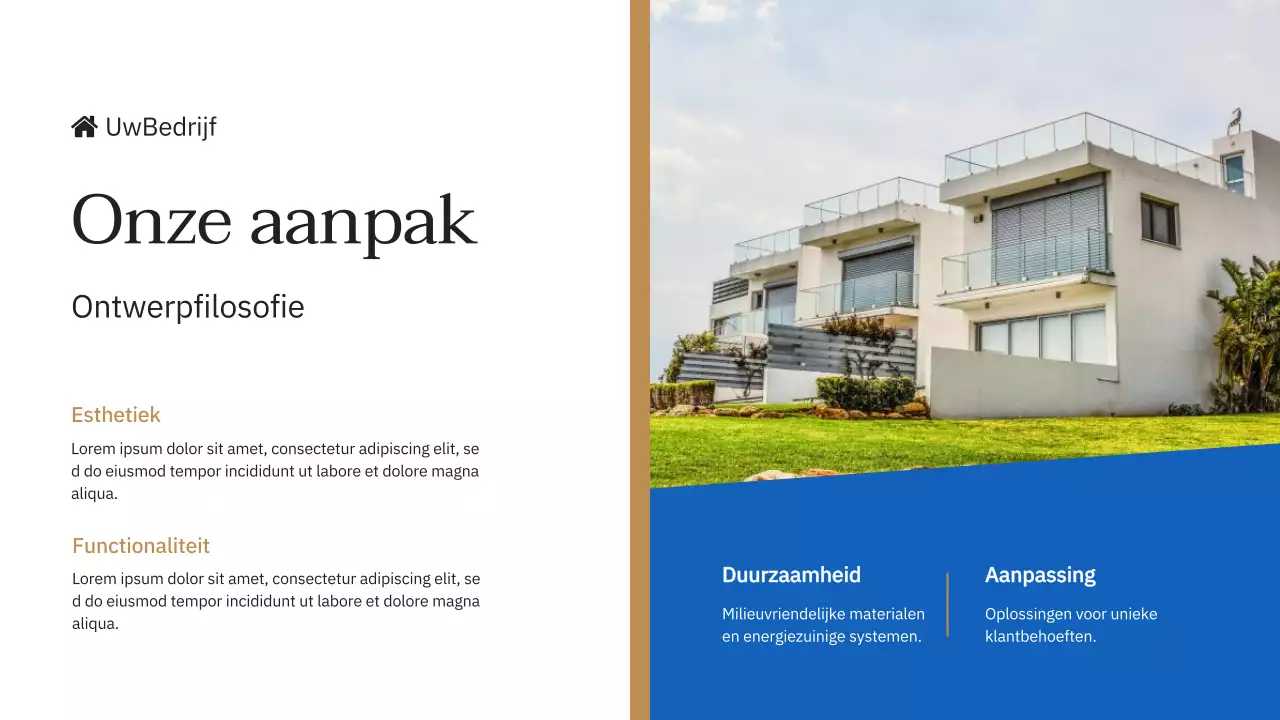 Blauw en Geel Elegant Bedrijf Introductie Vastgoedmerk