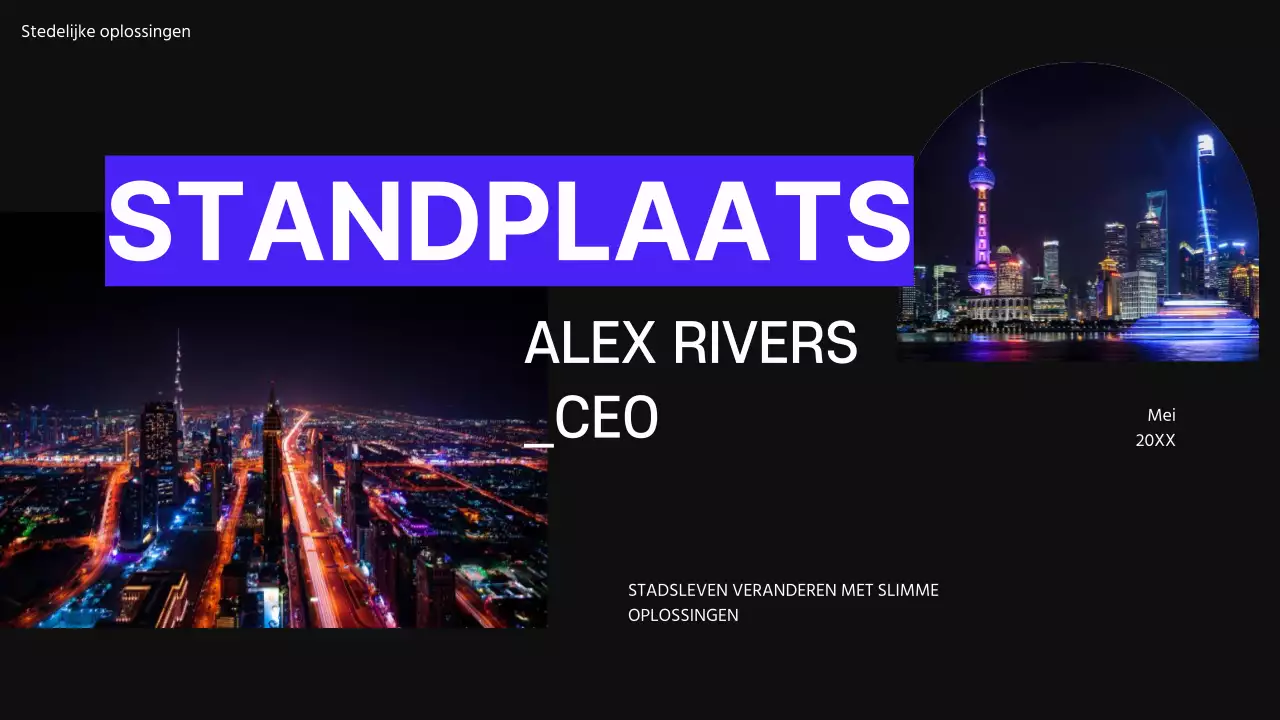 Paars Zwart Modern Minimal Pitch Deck voorstel