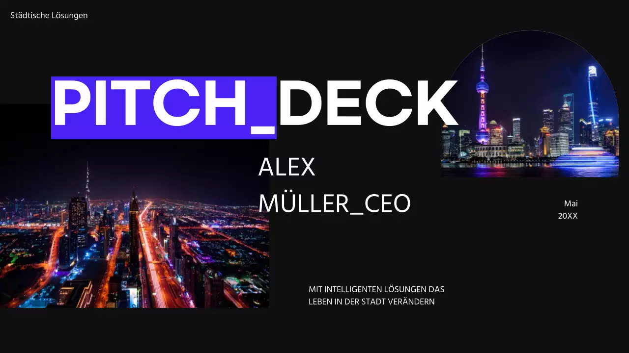 Lila Schwarz Modern Minimal Pitch Deck Vorschlag