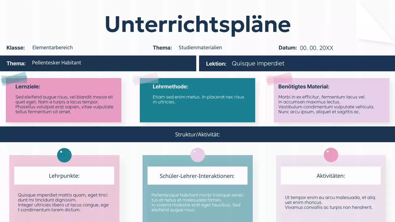 Lila Grün Einfarbig Basic Classroom Study Plan Präsentation