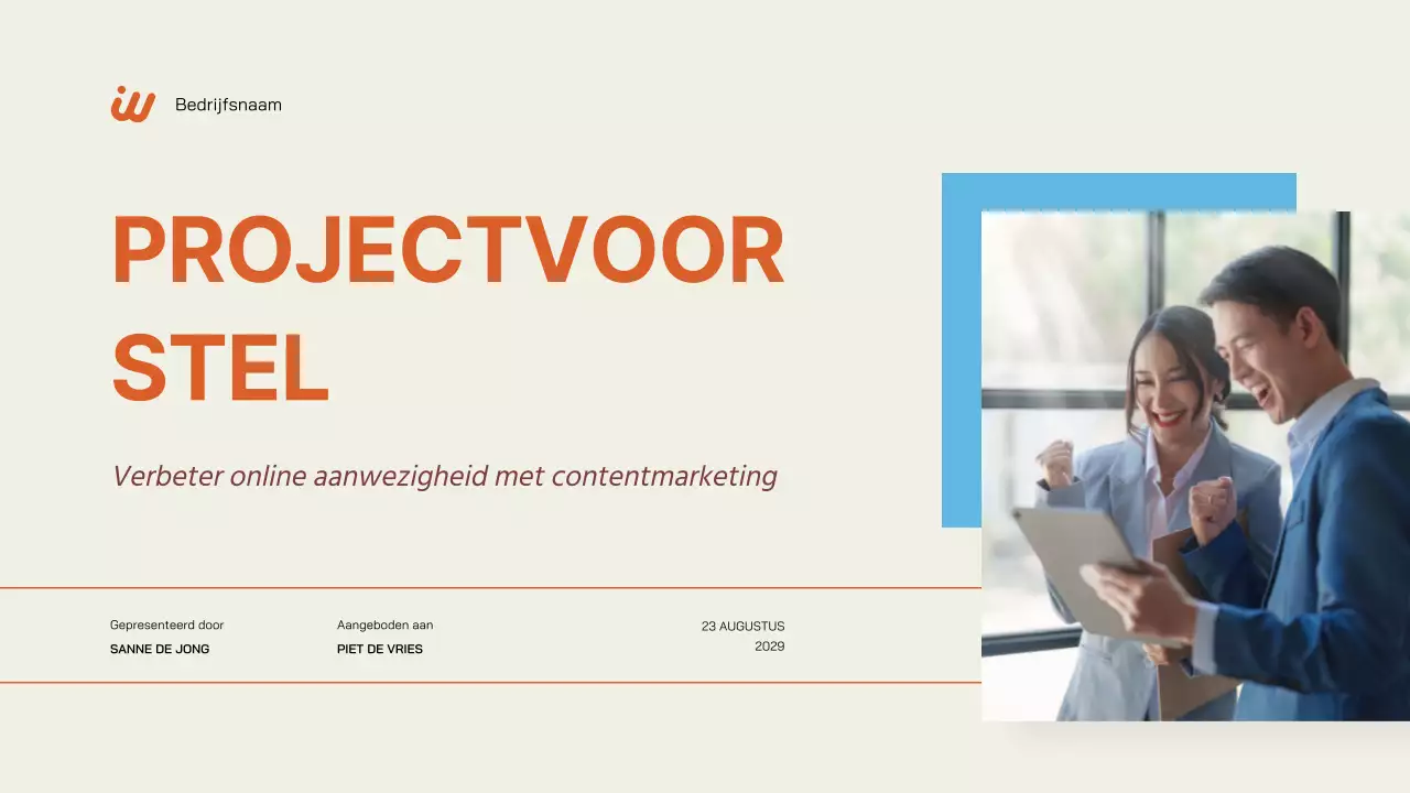 Cream Orange Eenvoudig Projectvoorstel