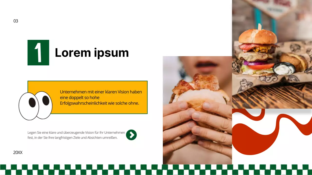 Gelbe und grüne Bold Burger Geschäftsstrategie