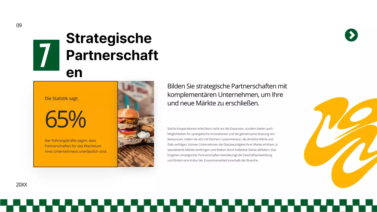 Gelbe und grüne Bold Burger Geschäftsstrategie