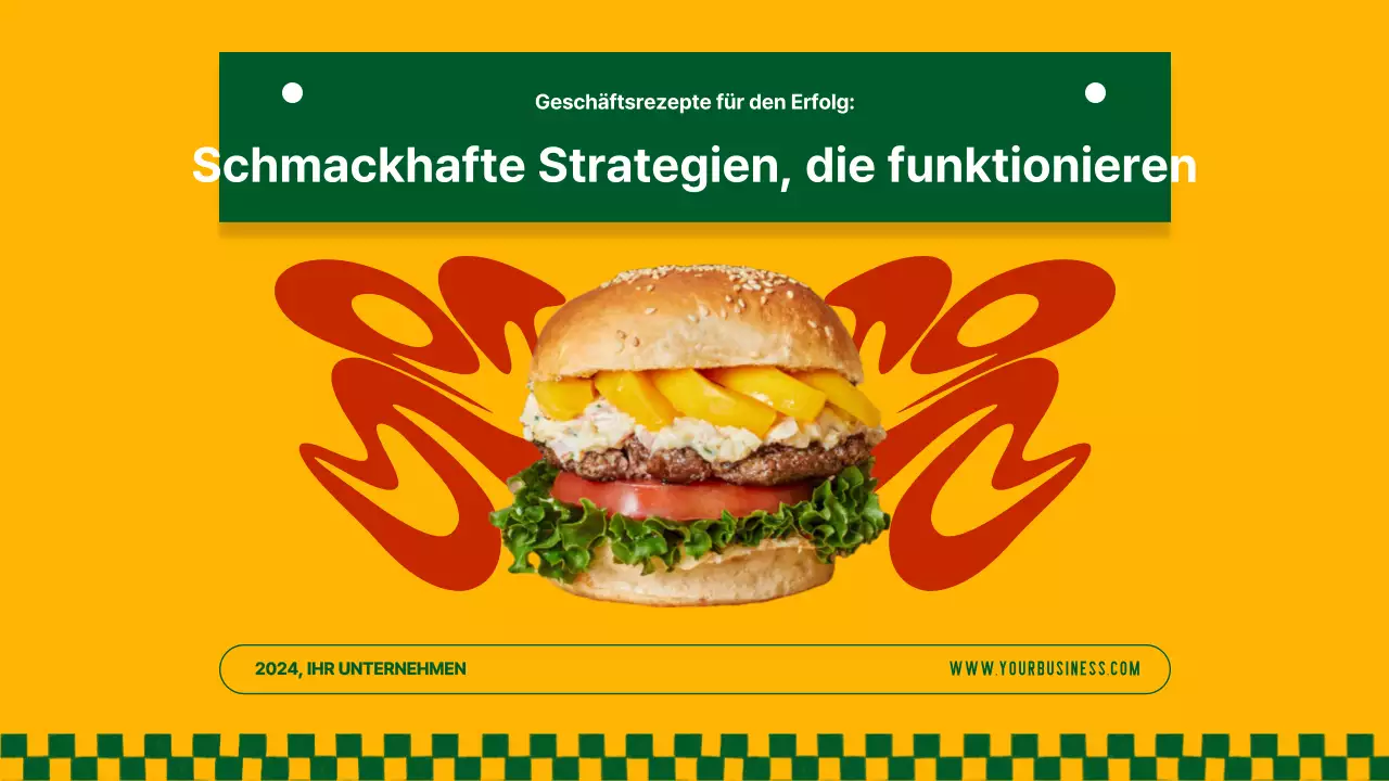 Gelbe und grüne Bold Burger Geschäftsstrategie