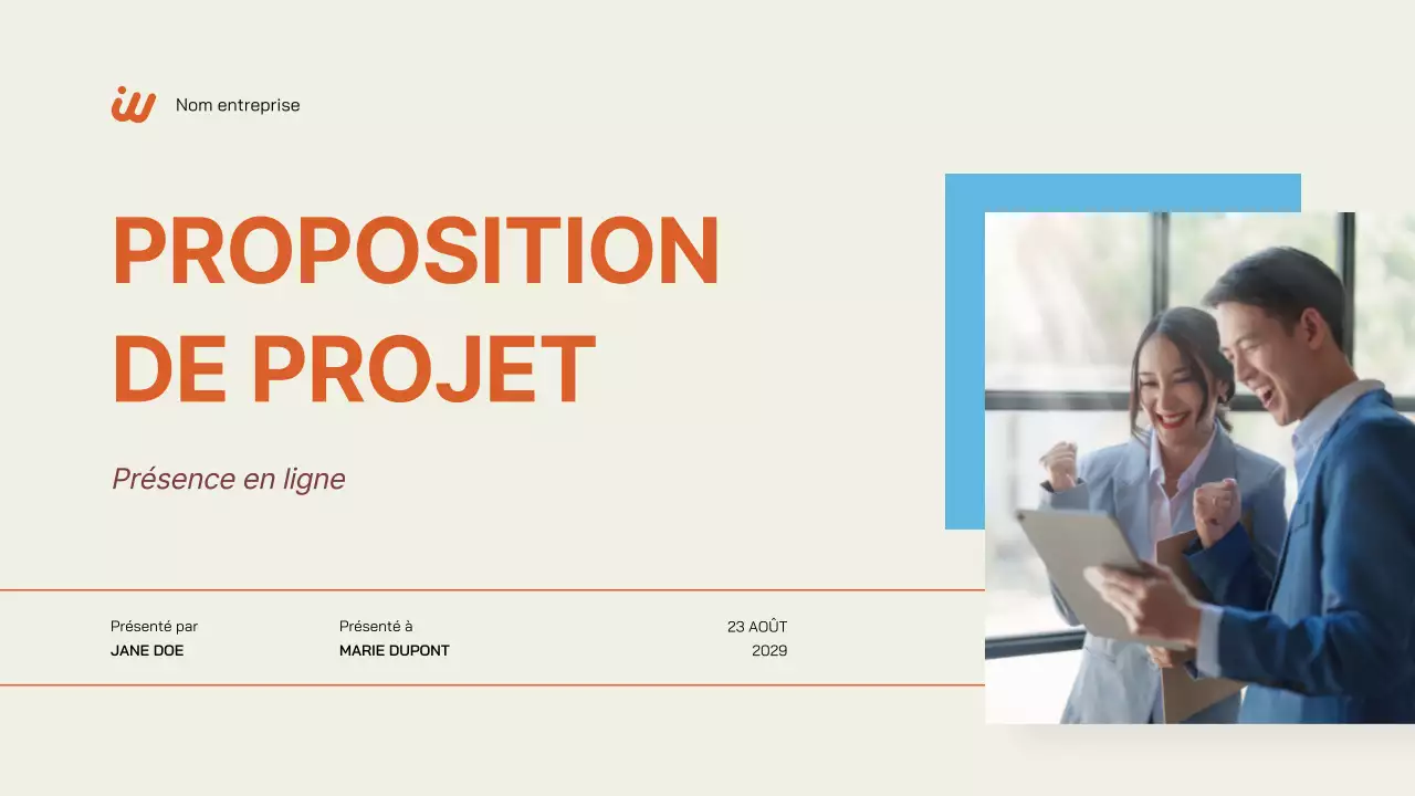 Cream Orange Simple Business Project Proposal (Proposition de projet d'entreprise simple)