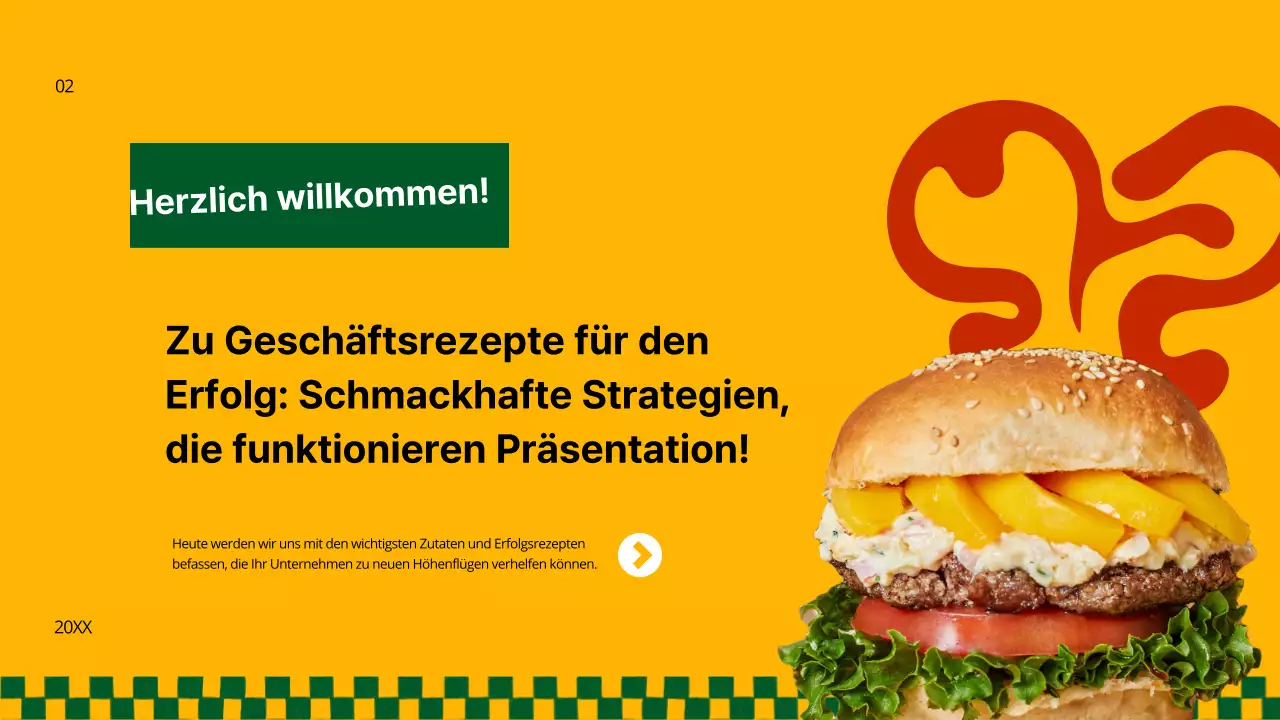 Gelbe und grüne Bold Burger Geschäftsstrategie