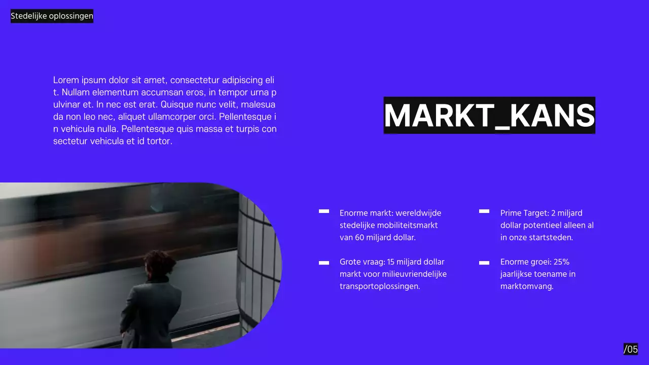 Paars Zwart Modern Minimal Pitch Deck voorstel