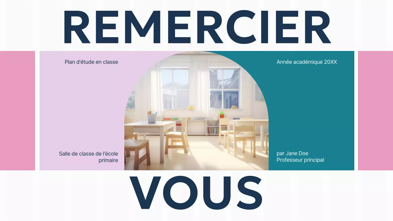 Présentation du plan d'étude de la salle de classe de base pour le violet, le vert et l'uni