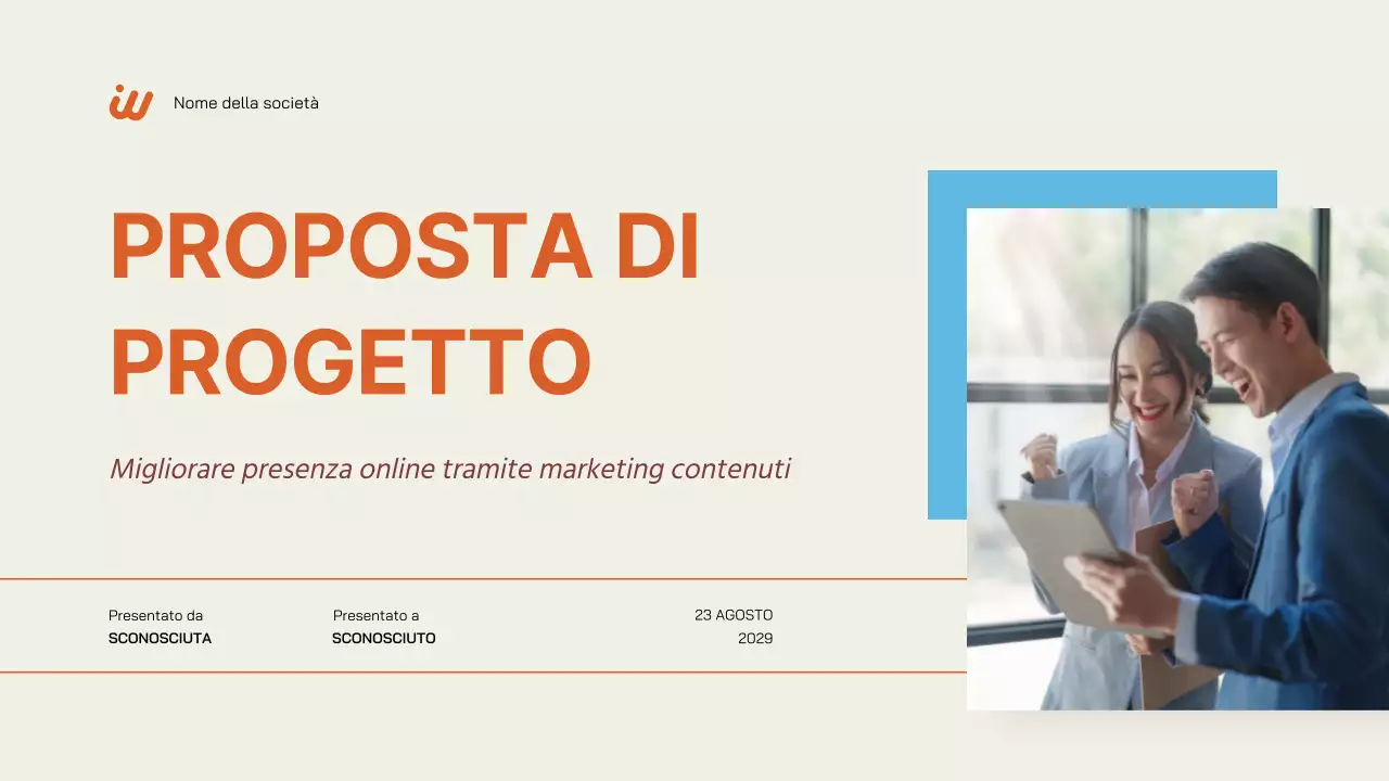 Proposta di progetto aziendale semplice in arancione crema