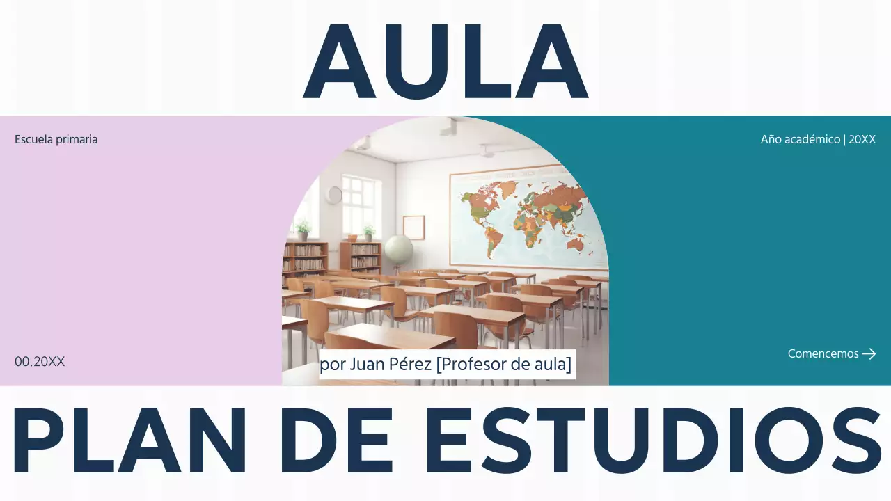 Púrpura Verde Liso Aula Básica Plan de Estudio Presentación
