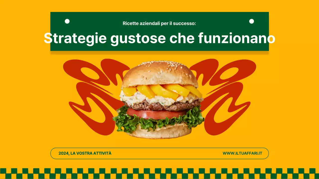Strategia aziendale del burger giallo e verde in grassetto