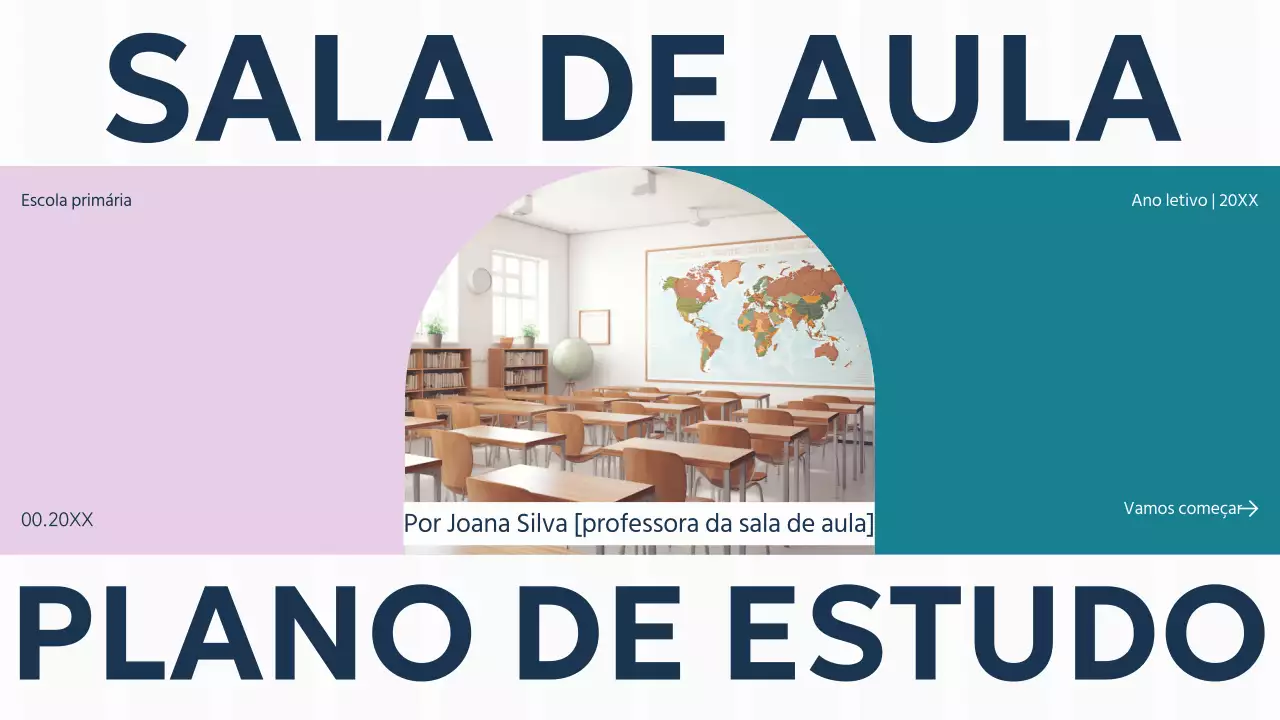 Apresentação do plano de estudo básico da sala de aula roxo verde liso