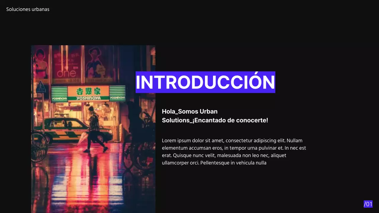 Púrpura Negro Moderno Minimal Pitch Deck propuesta