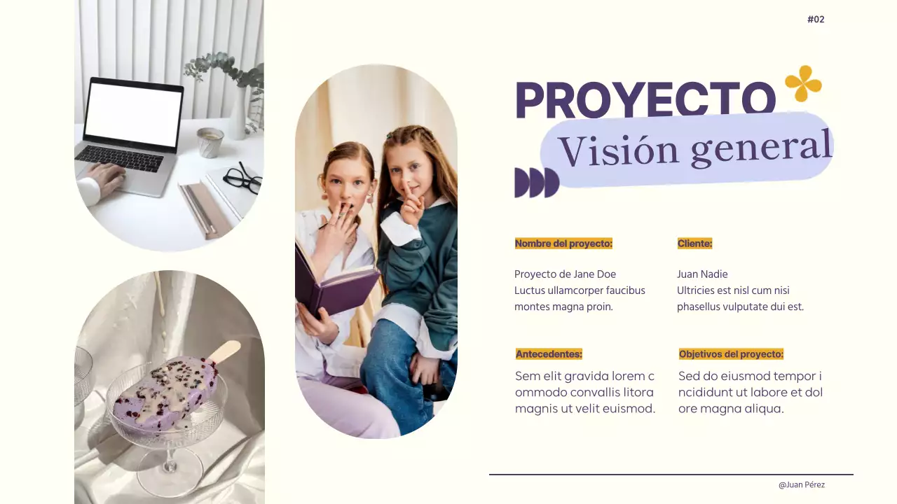 Marfil Violeta Amarillo Retro Diseño Creativo Directrices breves