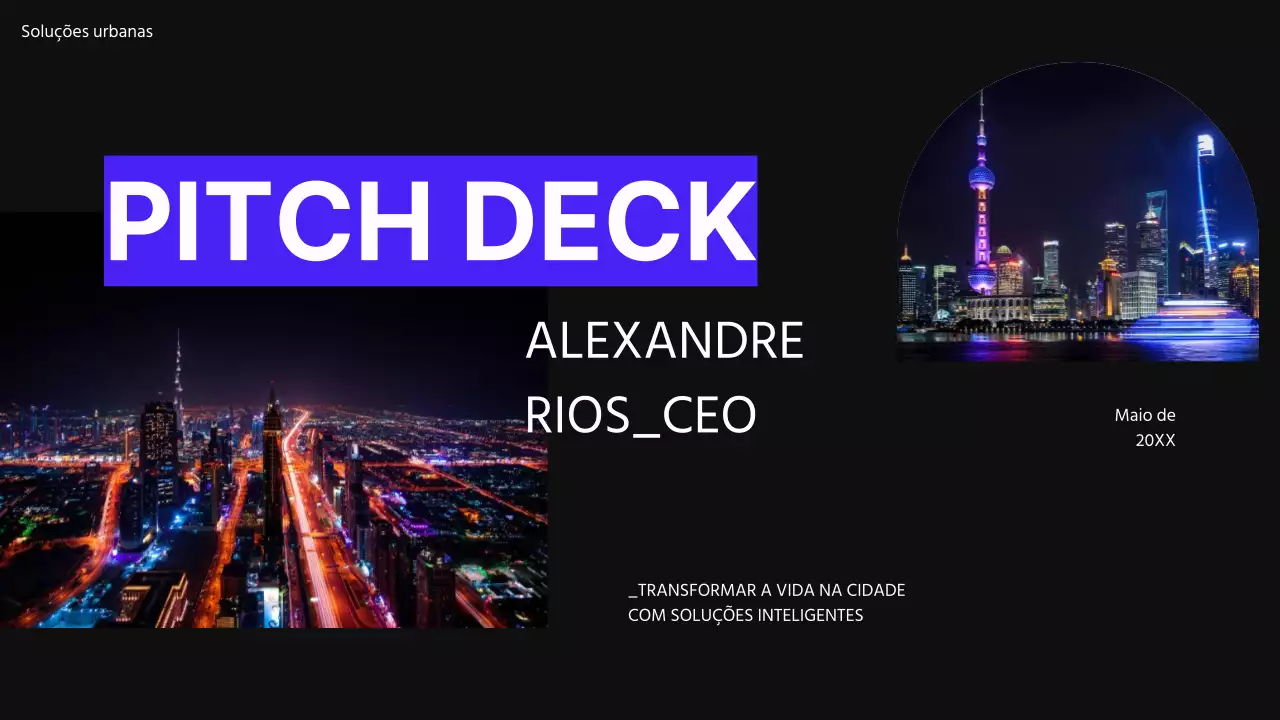 Roxo Preto Moderno Minimal Pitch Deck proposta