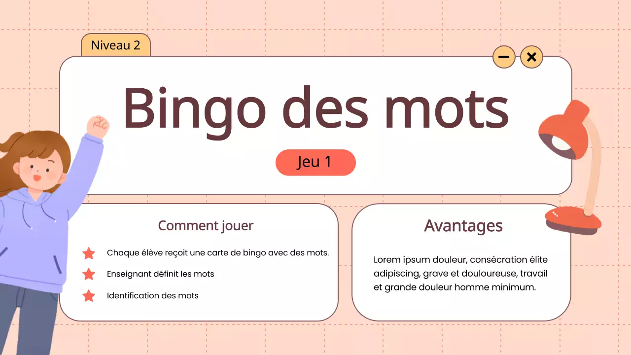 Orange Animation Vocabulaire Jeux amusants Matériel de classe
