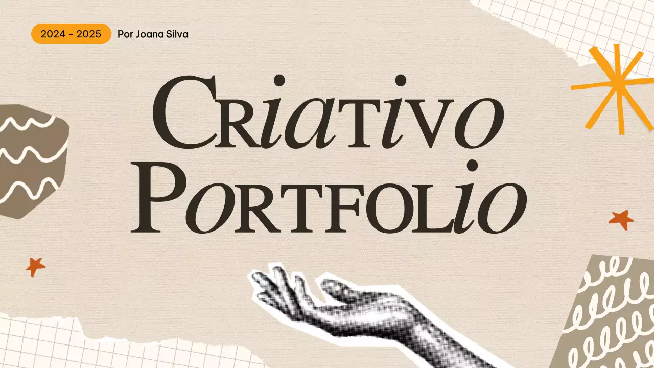 Portfólio criativo retro bege