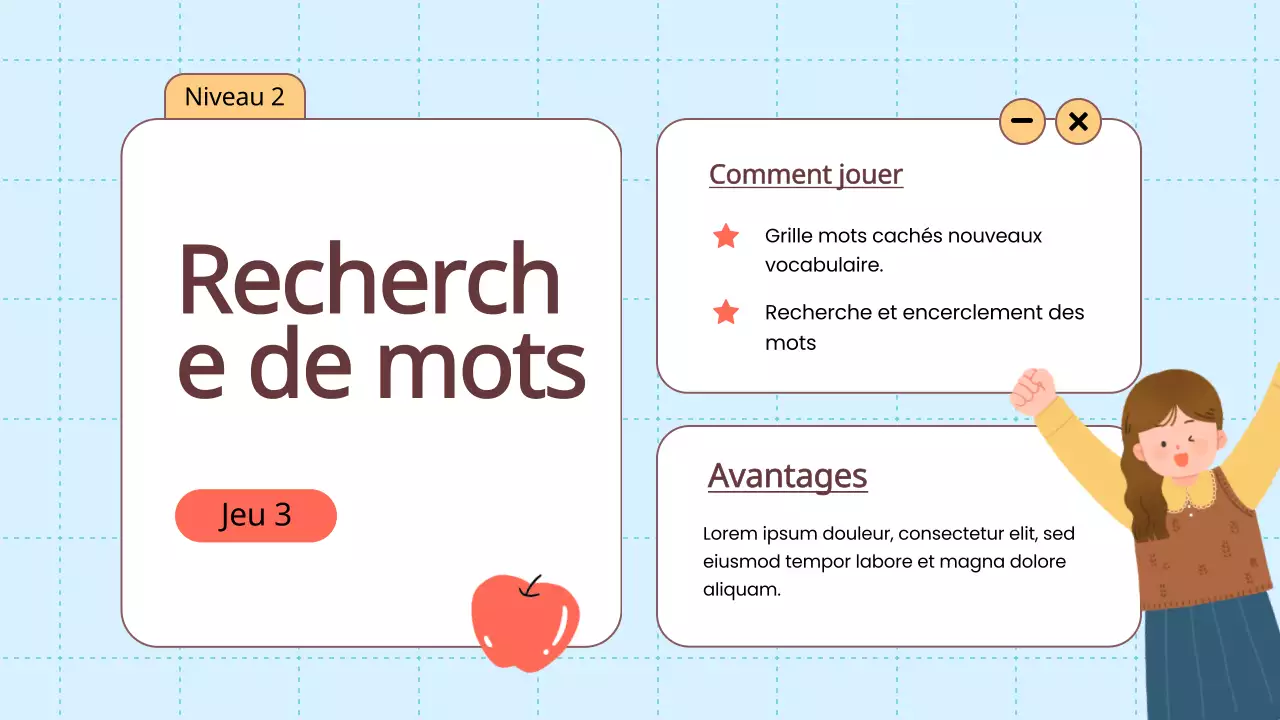 Orange Animation Vocabulaire Jeux amusants Matériel de classe