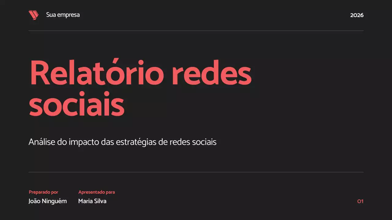 Proposta de relatório sobre redes sociais preto vermelho negrito moderno