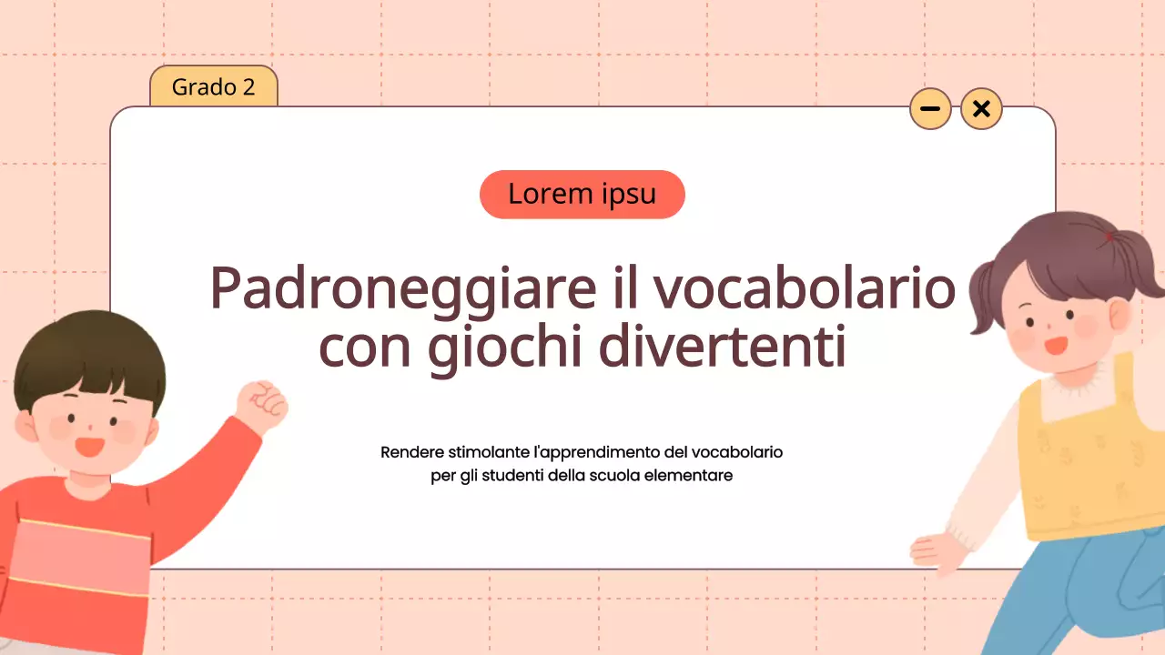 Animazione arancione Vocabolario Giochi divertenti Materiale di classe